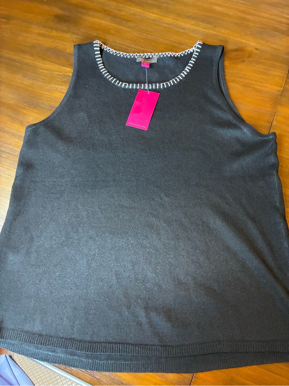 Vince Camuto Black Tank with White Trim